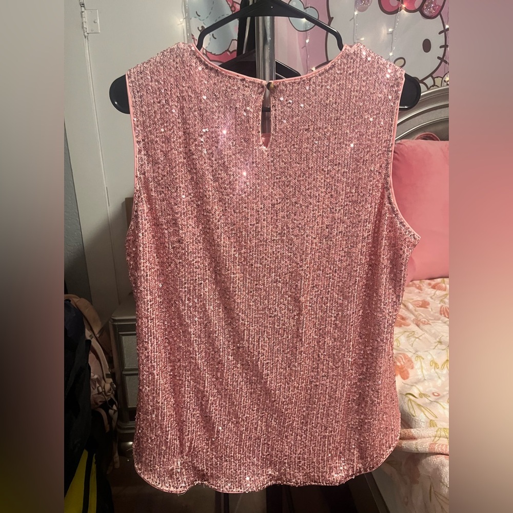 ChicMe Pink Sequin Sleeveless Top Size XL NWOT - Picture 2 of 3